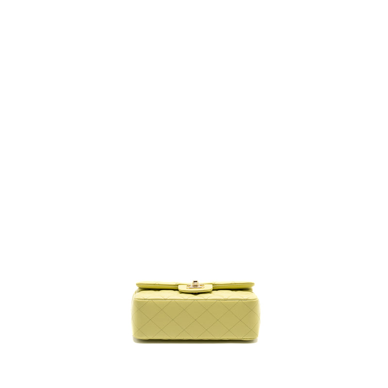 Chanel Mini Rectangular Flap Bag Lambskin Pistachio LGHW (Microchip)