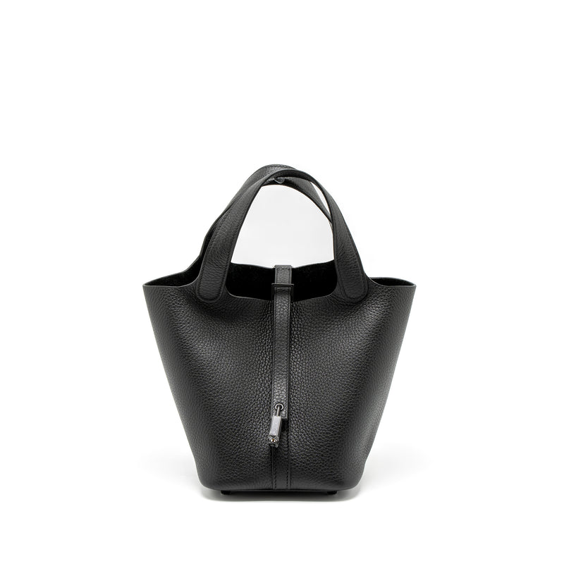 Hermes Picotin 18 Clemence So Black with Black Hardware Stamp U