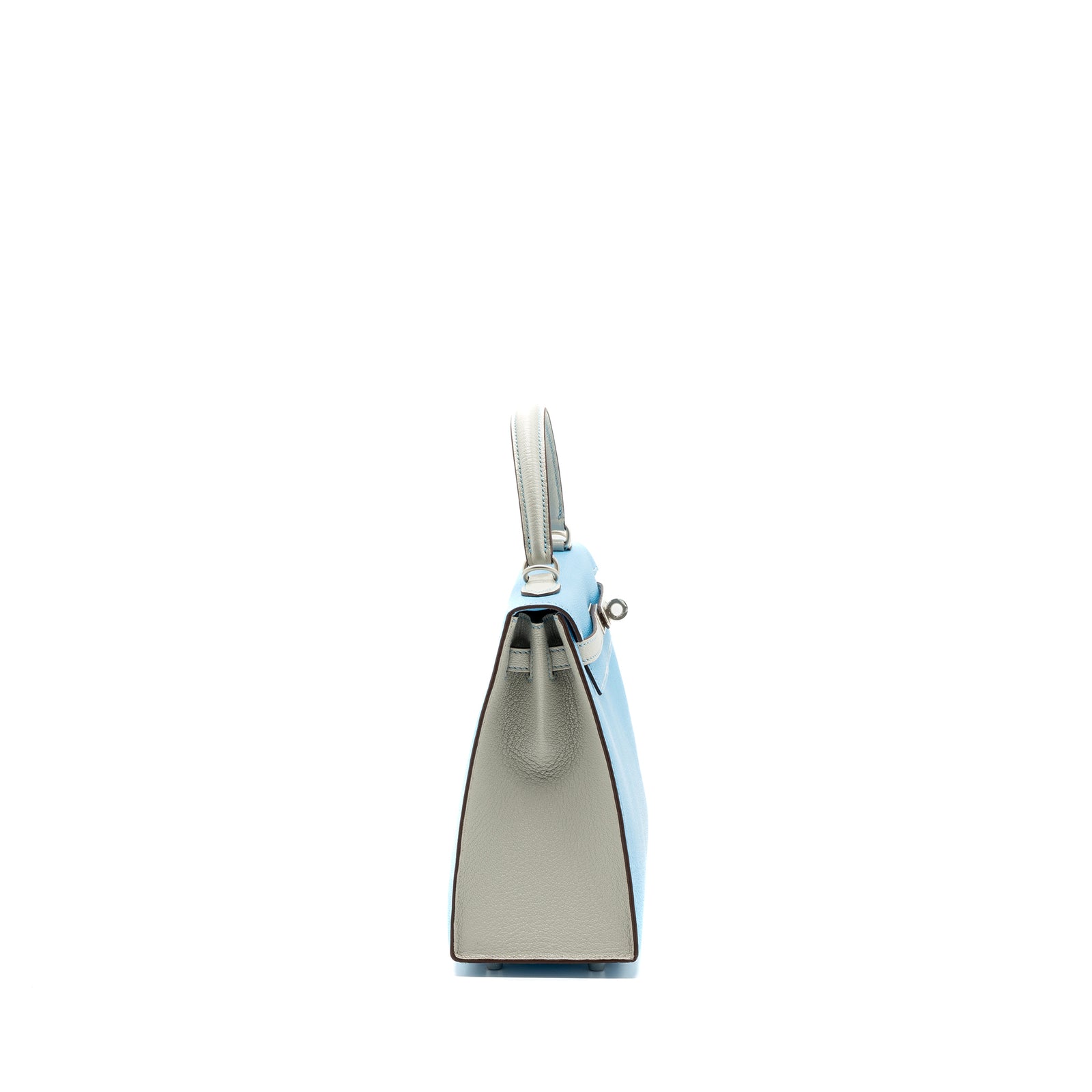 Hermes Kelly 25 special order chèvre Mysore blue Celeste / Gris Perle