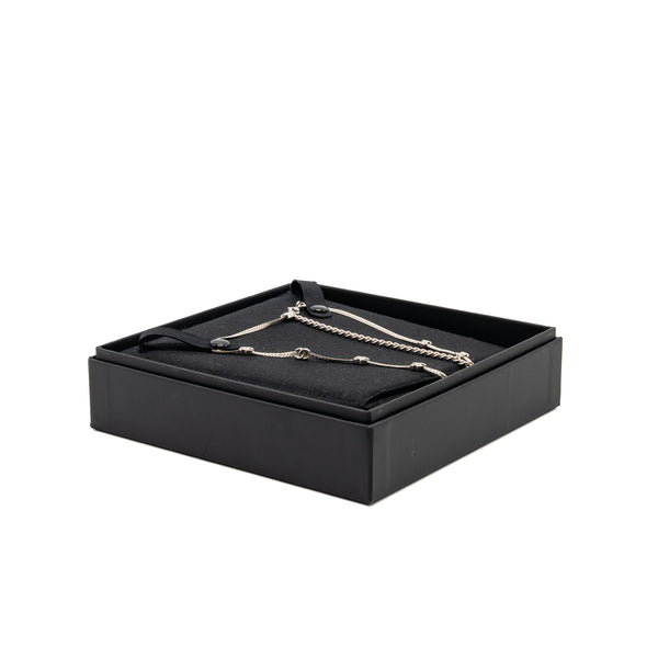 Chanel Mini CC logo 7 motif necklace silver tone