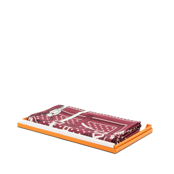 Hermes 140cm Grand Manege Bandana Love Cashmere/Silk Bordeaux Shawl/Scarf