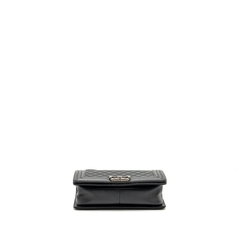 Chanel Medium Boy Bag Caviar Black Ruthenium Silver Hardware