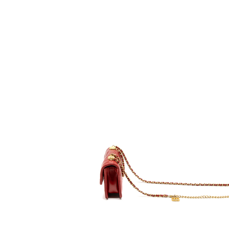 Chanel Quilted Mini Flap Belt Bag Lambskin Red Brushed GHW