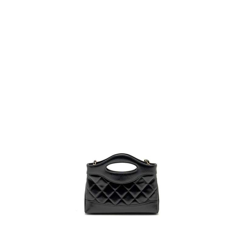 CHANEL 24S Mini 31 Clutch with Chain Shiny Lambskin Black LGHW (microchip)