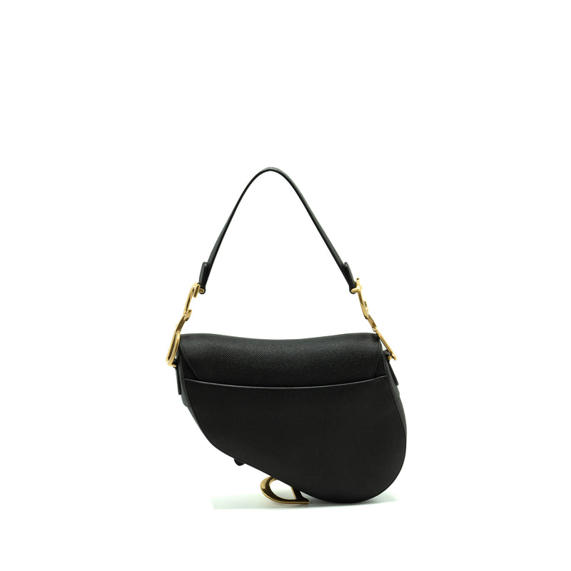 Dior Medium Saddle grained calfskin black GHW