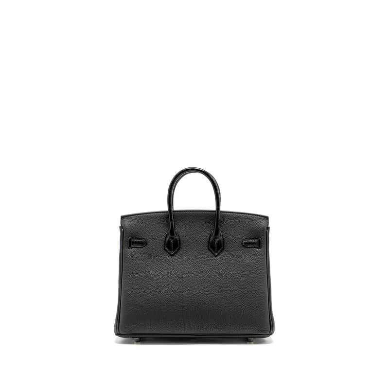 Hermes Birkin 25 Touch Togo/Alligator Mississippiensis Mat Black SHW Stamp B