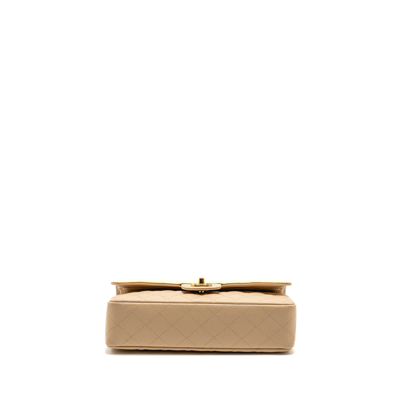 Chanel Medium Classic Double flap Caviar Beige GHW