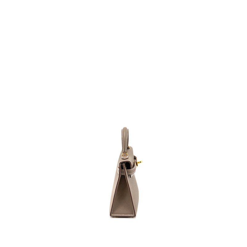Hermes Mini Kelly II Epsom Etoupe GHW Stamp K
