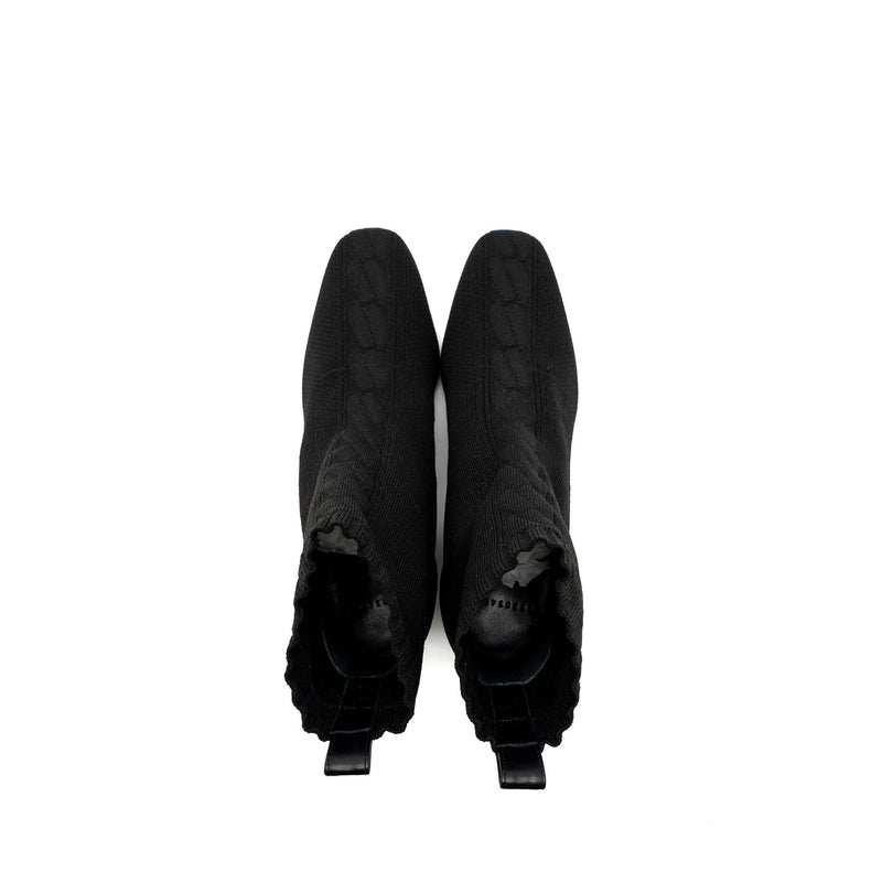 Hermes Size 36 Volver 60 Ankle Boots Chenille Knit/ Calfskin Black