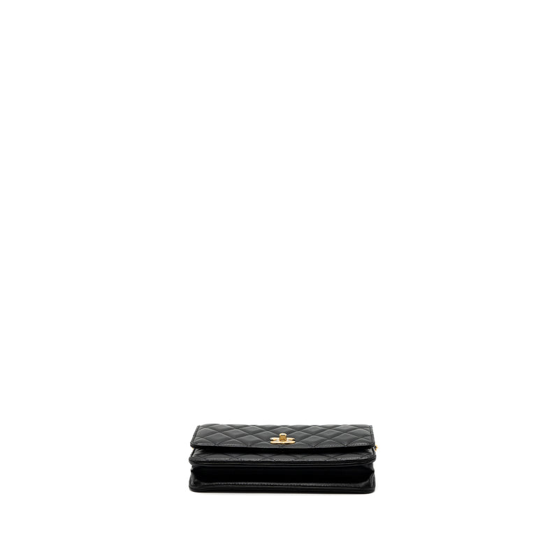 Chanel pearl crush wallet on chain lambskin BLACK GHW (microchip)