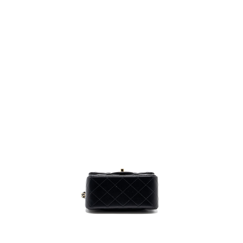 Chanel Classic Mini Square Flap Bag Lambskin Black LGHW (Microchip)