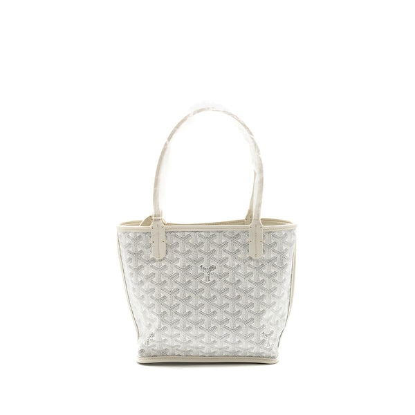 Goyard Mini Anjou Tote Bag Goyardine Canvas/Leather White SHW