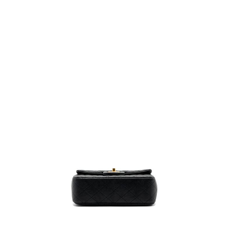Chanel top handle mini rectangular flap bag grained calfskin black GHW