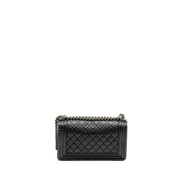 Chanel Medium Boy Bag Caviar Black Ruthenium Silver Hardware