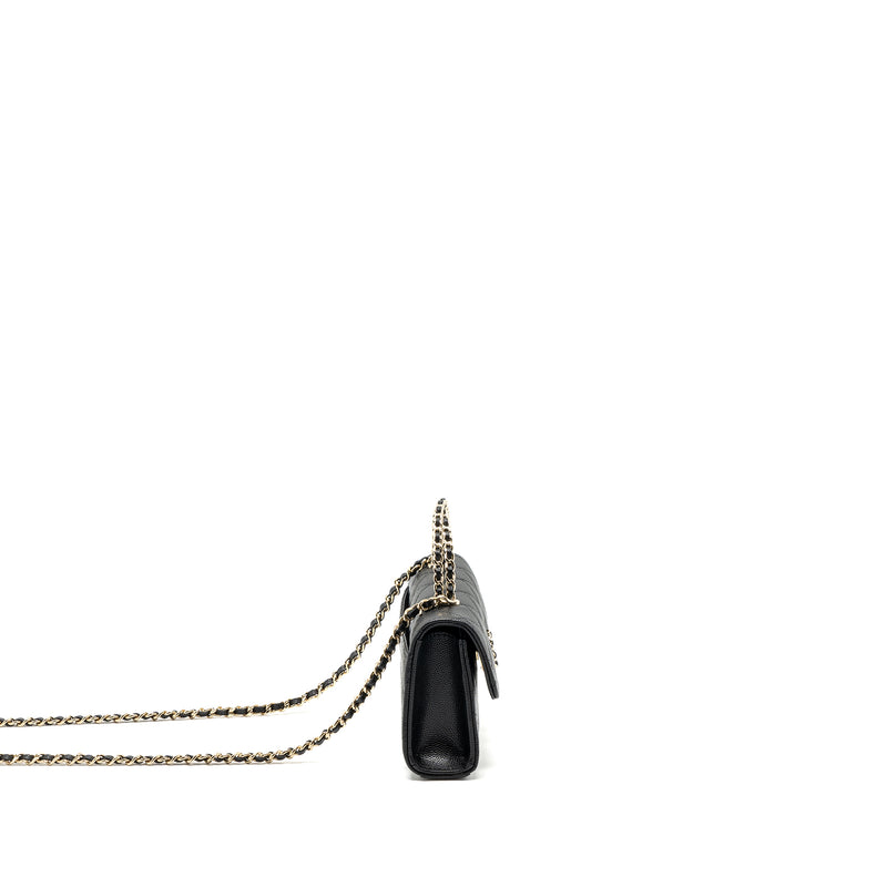 chanel 23p top handle mini flap bag with chain caviar black LGHW (microchip)