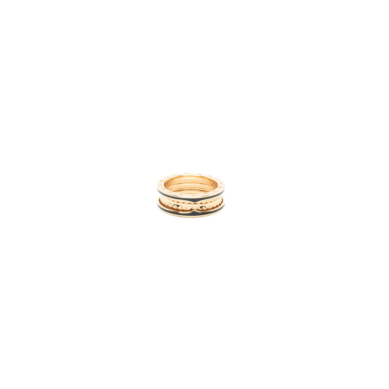 Bvlgari Size 63 B.Zero1 Ring Studded Spiral/Black Ceramic Rose Gold