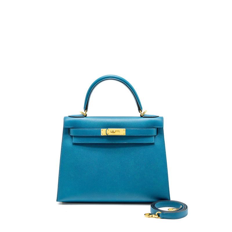 Hermes kelly 28 epsom blue izmir GHW stamp square Q