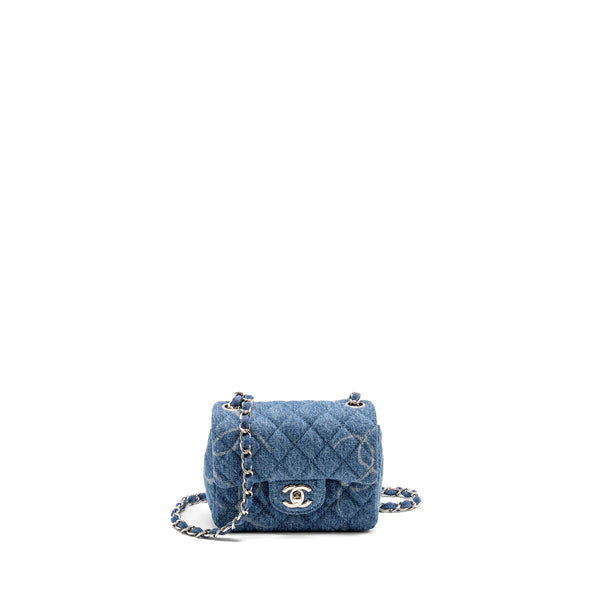 Chanel Mini Square flap bag denim blue SHW