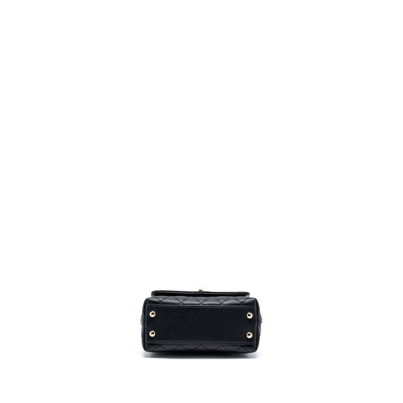 Chanel Mini Coco Handle with Lizard Embossed Handle Caviar Black LGHW (microchip)