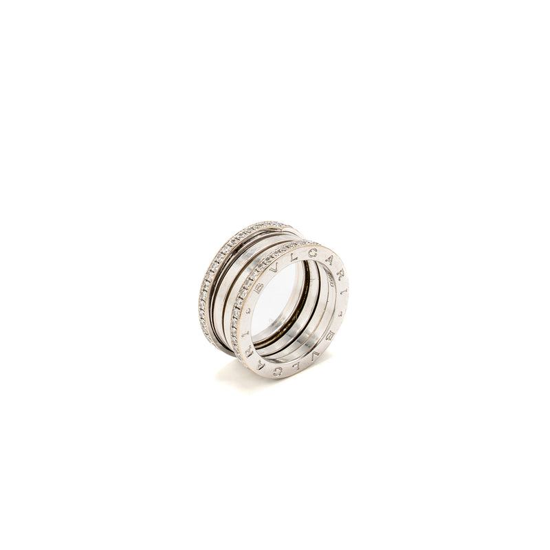 Bvlgari Size 57 B.zero1 Ring Four-Band White Gold With Diamonds