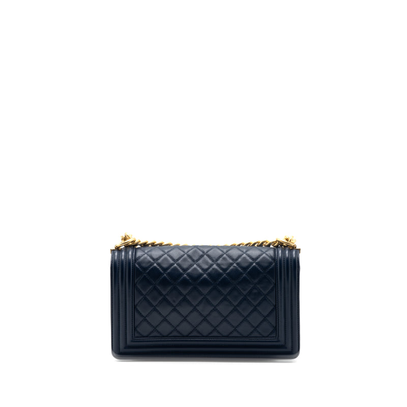 Chanel Medium Boy Bag Lambskin Dark Blue GHW