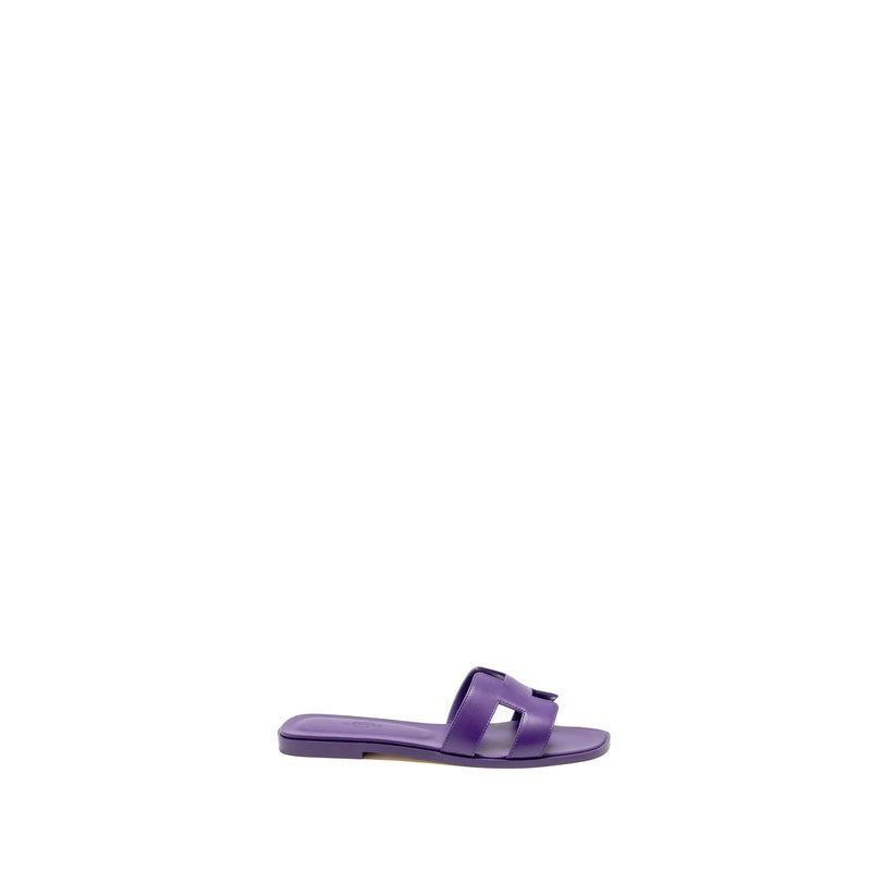 Hermes Size 38 Oran Sandal Calfskin Violet Majorett