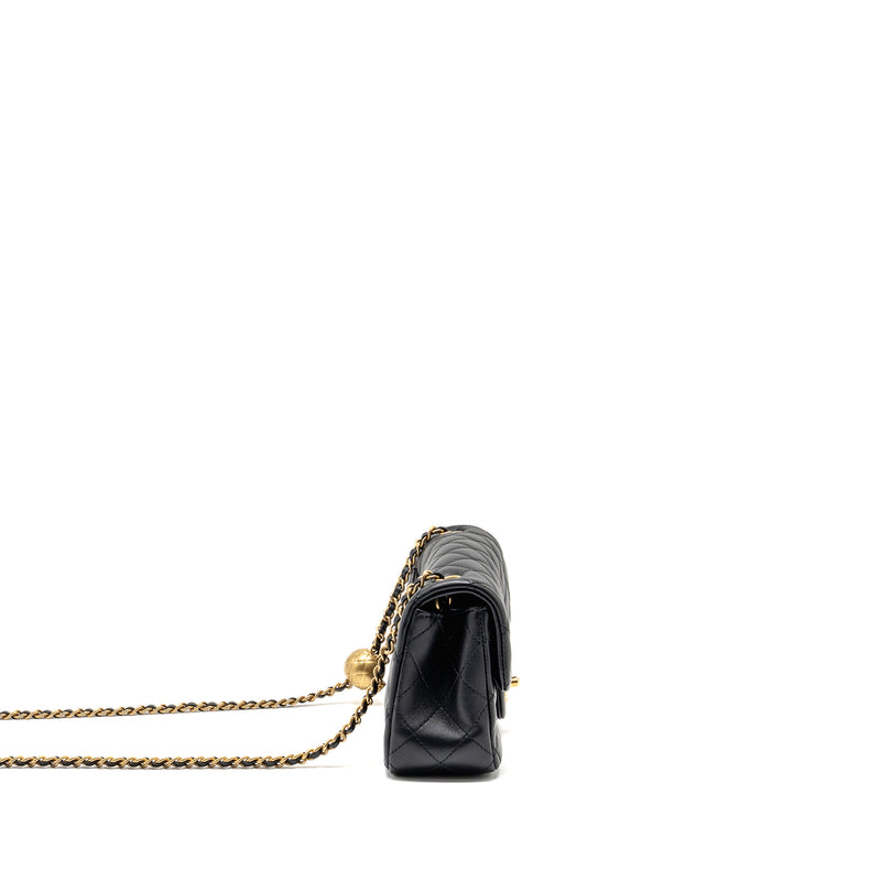 Chanel Pearl Crush mini rectangular flap bag lambskin black GHW (microchip)