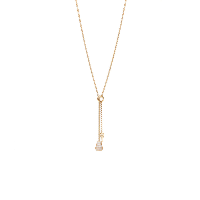 Hermes Kelly Clochette Necklace, Small Model Rose Gold, Diamonds