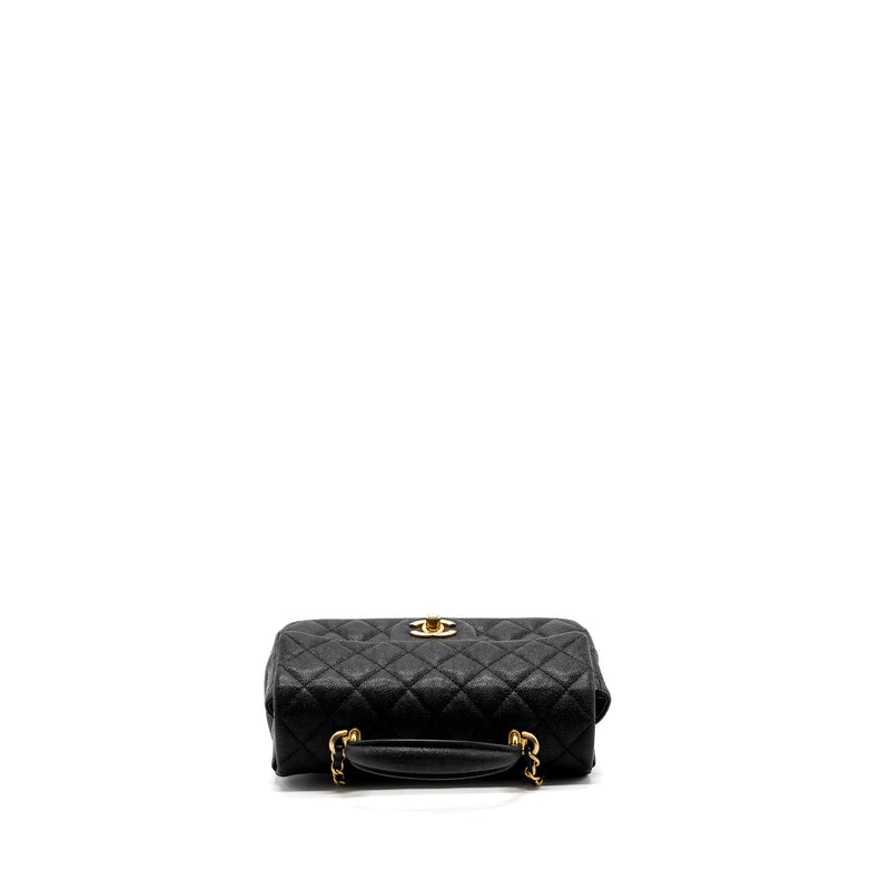 Chanel top handle mini rectangular flap bag grained calfskin black GHW