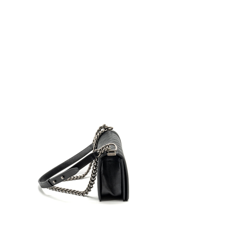 Chanel Medium Boy Bag Caviar Black Ruthenium Silver Hardware