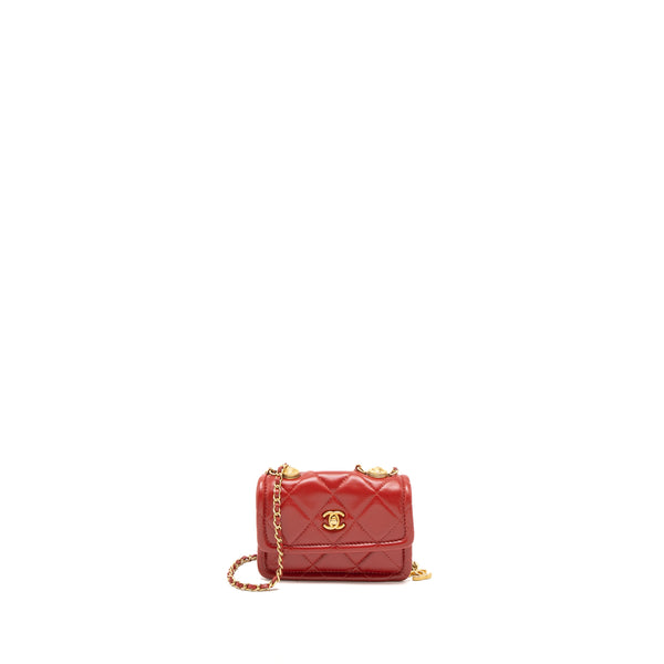 Chanel Quilted Mini Flap Belt Bag Lambskin Red Brushed GHW