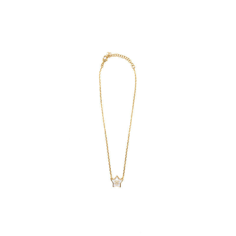 Chanel Star CC Logo Necklace Crystal/Gold Tone