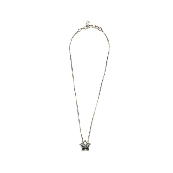 Chanel Star Necklace With CC Logo Grey With Ruthenium Hardware