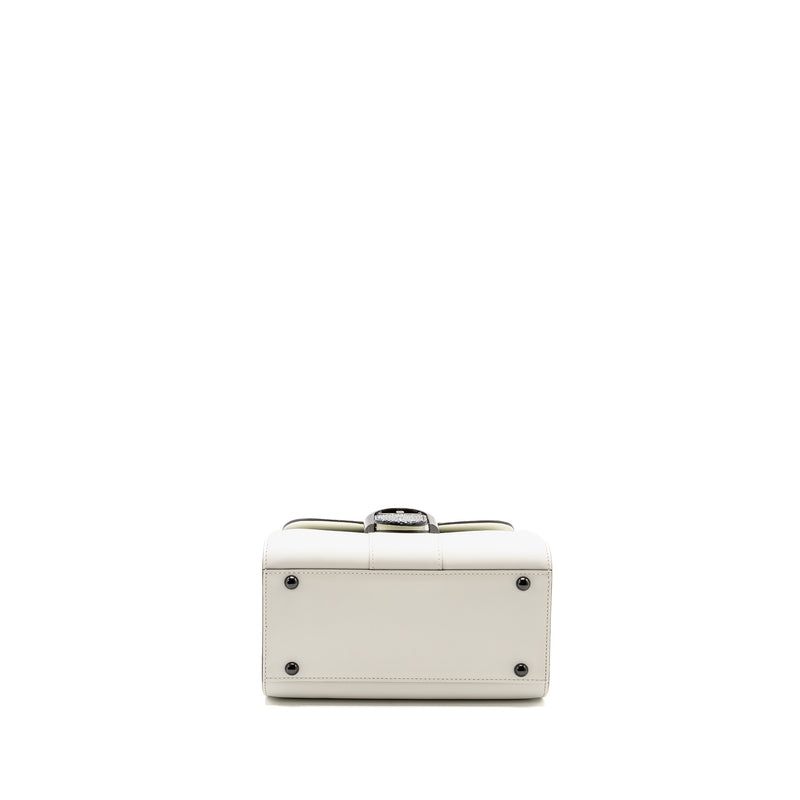 Delvaux Mini Brilliant Bag Calfskin/Galuchat White/Black with Black Hardware