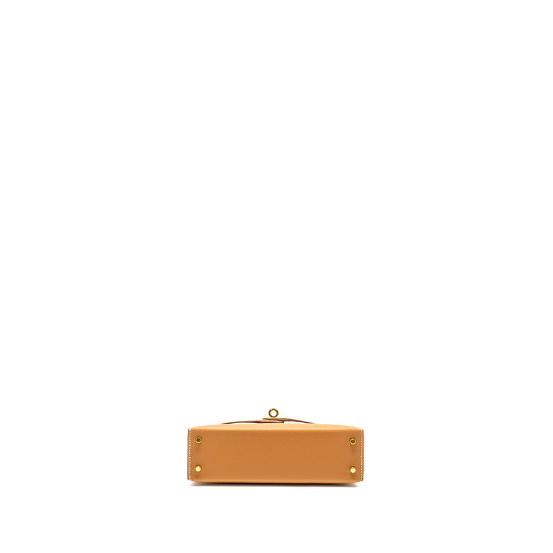Hermes Mini Kelly II Epsom Gold GHW Stamp W