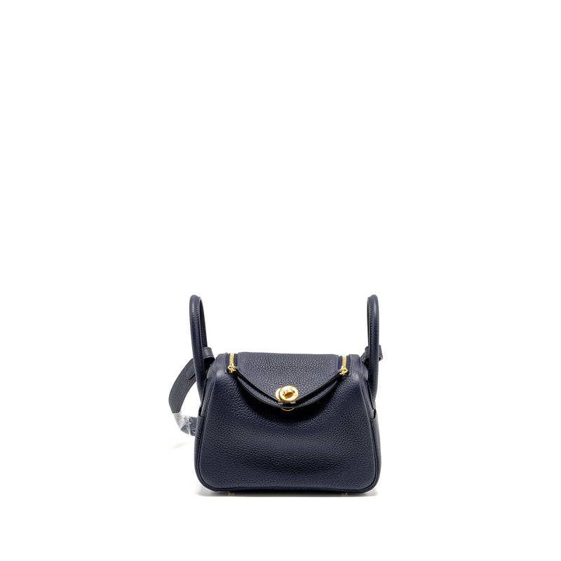 Hermes Mini Lindy Clemence Blue Nuit GHW Stamp Y