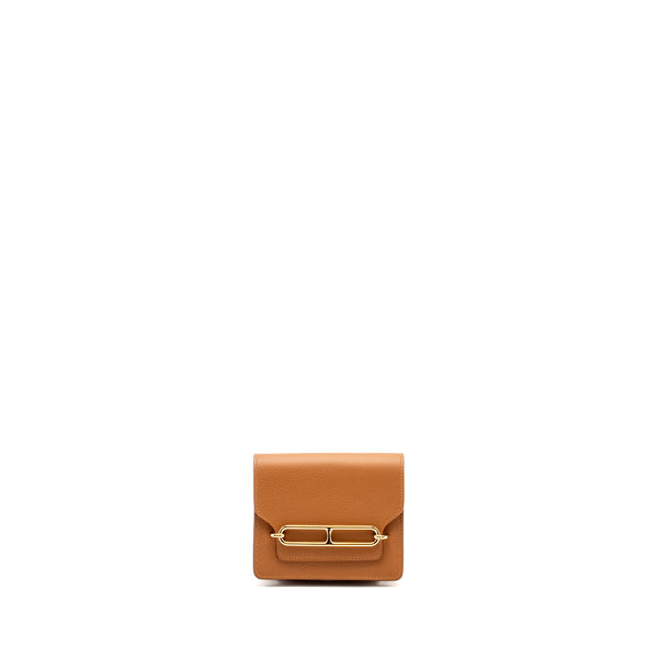 Hermes Roulis Slim Evercolor Gold/Vert Fizz LGHW Stamp U