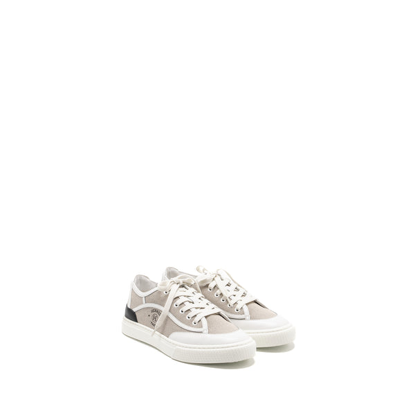 Hermes Size 37 Get Sneaker Cotton Prunoir / Blanc