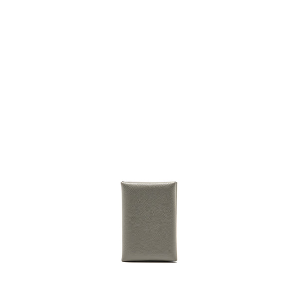 Hermes Calvi Duo Card Holder Evercolor Gris Meyer SHW Stamp B