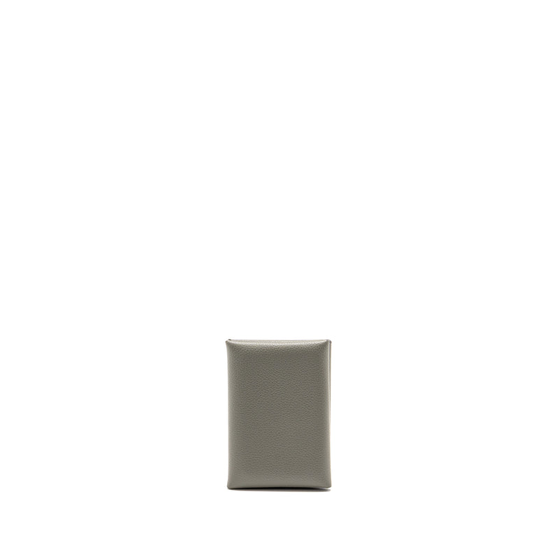 Hermes Calvi Duo Card Holder Evercolor Gris Meyer SHW Stamp B