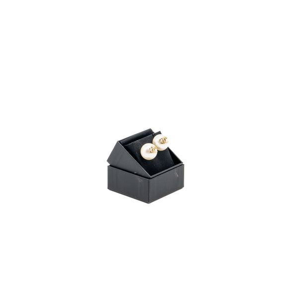 Chanel Giant Pearl Earrings Gold Tone