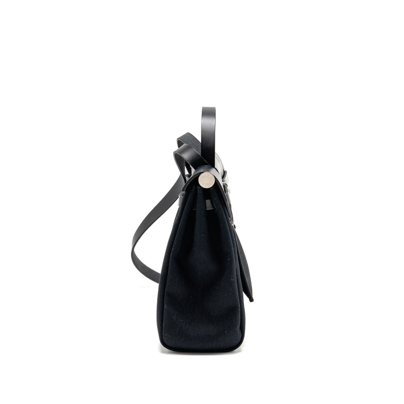 Hermes Herbag 31 Zip Bag canvas / hunter leather black SHW stamp B