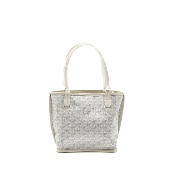 Goyard Mini Anjou Tote Bag Goyardine Canvas/Leather White SHW