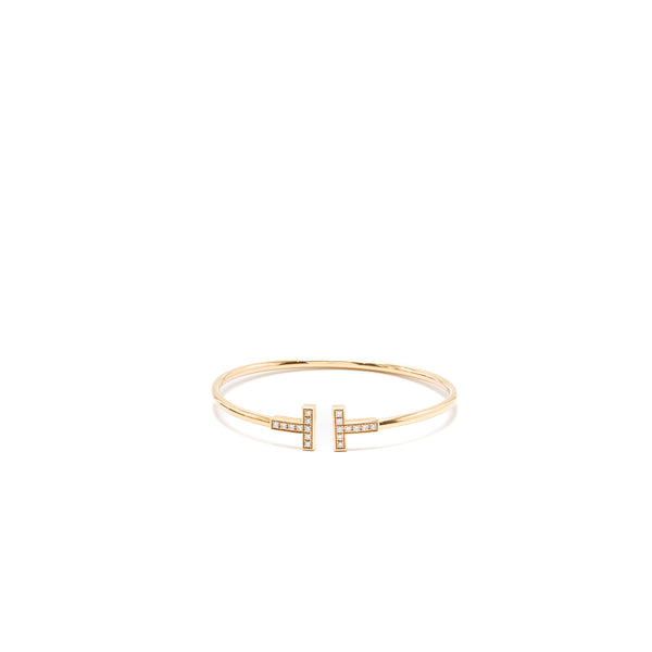Tiffany size small T Diamond Wire Bracelet in 18K Gold