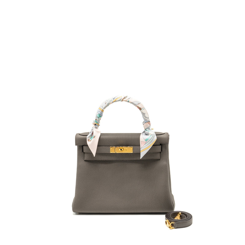 Hermes Kelly 28 Togo Gris Etain GHW stamp U