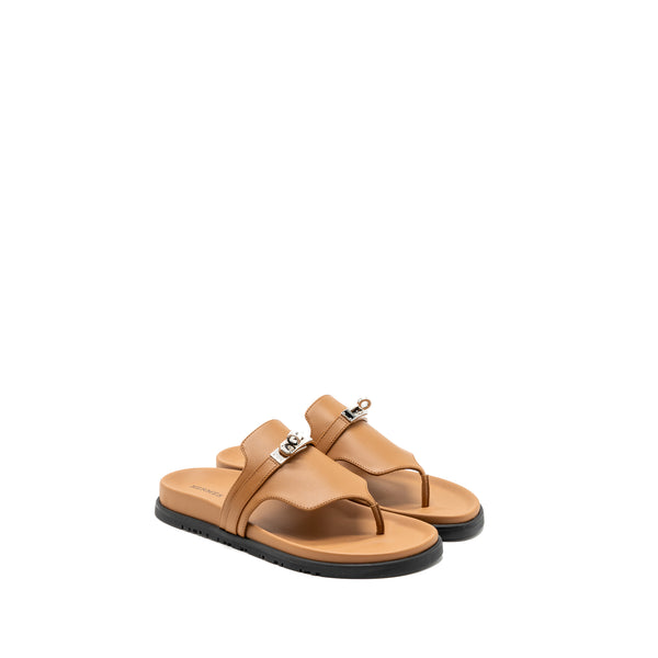 Hermes size 38.5 empire sandals calfskin naturel SHW