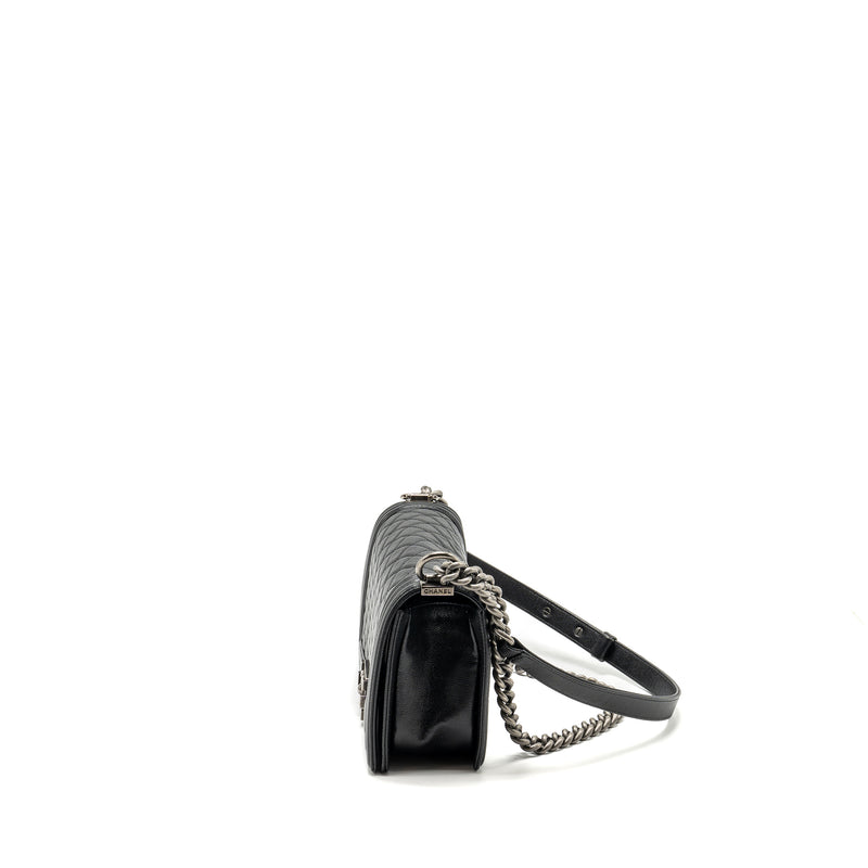 Chanel Medium Boy Bag Caviar Black Ruthenium Silver Hardware