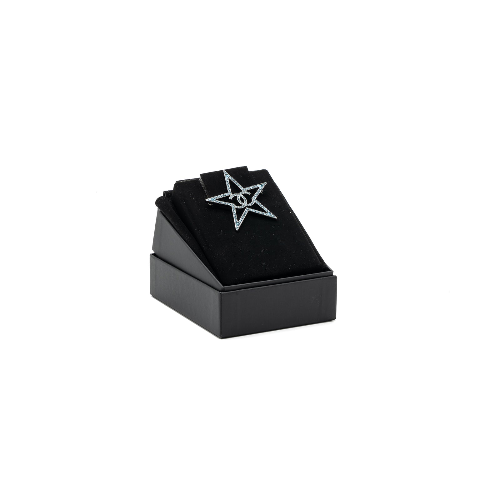 Auth Chanel Cc Logo Star Motif Brooch #293940C38B Chanel Ruthenium Crystal Star CC Brooch Blue 1736914  main image 2