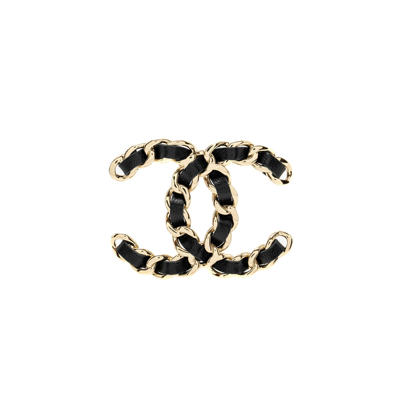 Chanel CC Logo Leather Chain Brooch LGHW