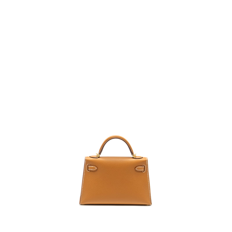 Hermes Mini Kelly II Epsom Gold GHW Stamp W